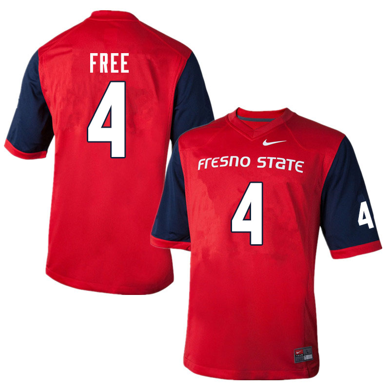 Men #4 Wylan Free Fresno State Bulldogs College Football Jerseys Sale-Red